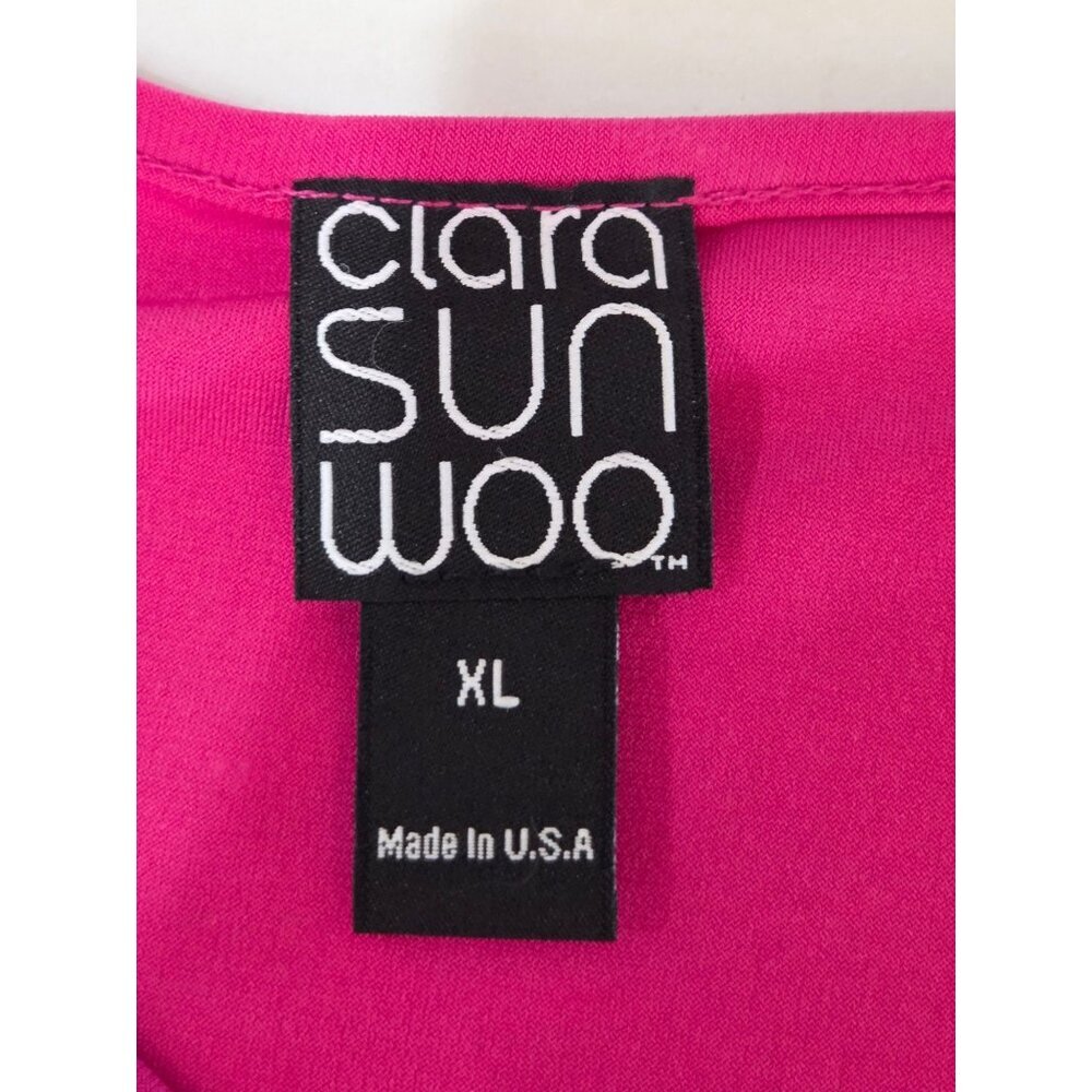 Clara Sunwoo Tunic Top XL Fuchsia Pink Asymmetrical Sleeve Ruffle Detail Office - Picture 6 of 10
